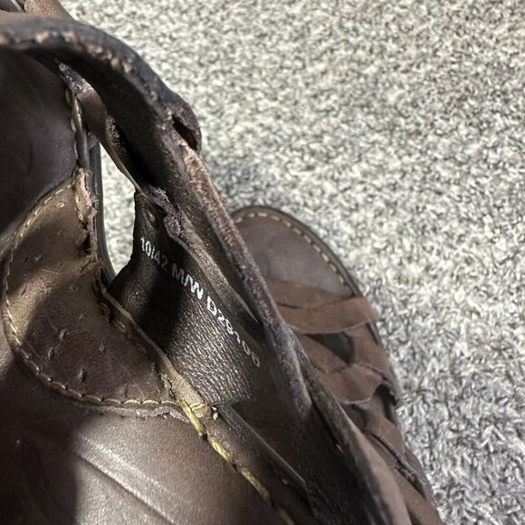 BORN Brown Leather Wedge Sandals Genesis Strappy Open Toe Slingback Size 10 - Picture 10 of 11